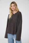 Rolled Edge Henley Pullover Sweater
