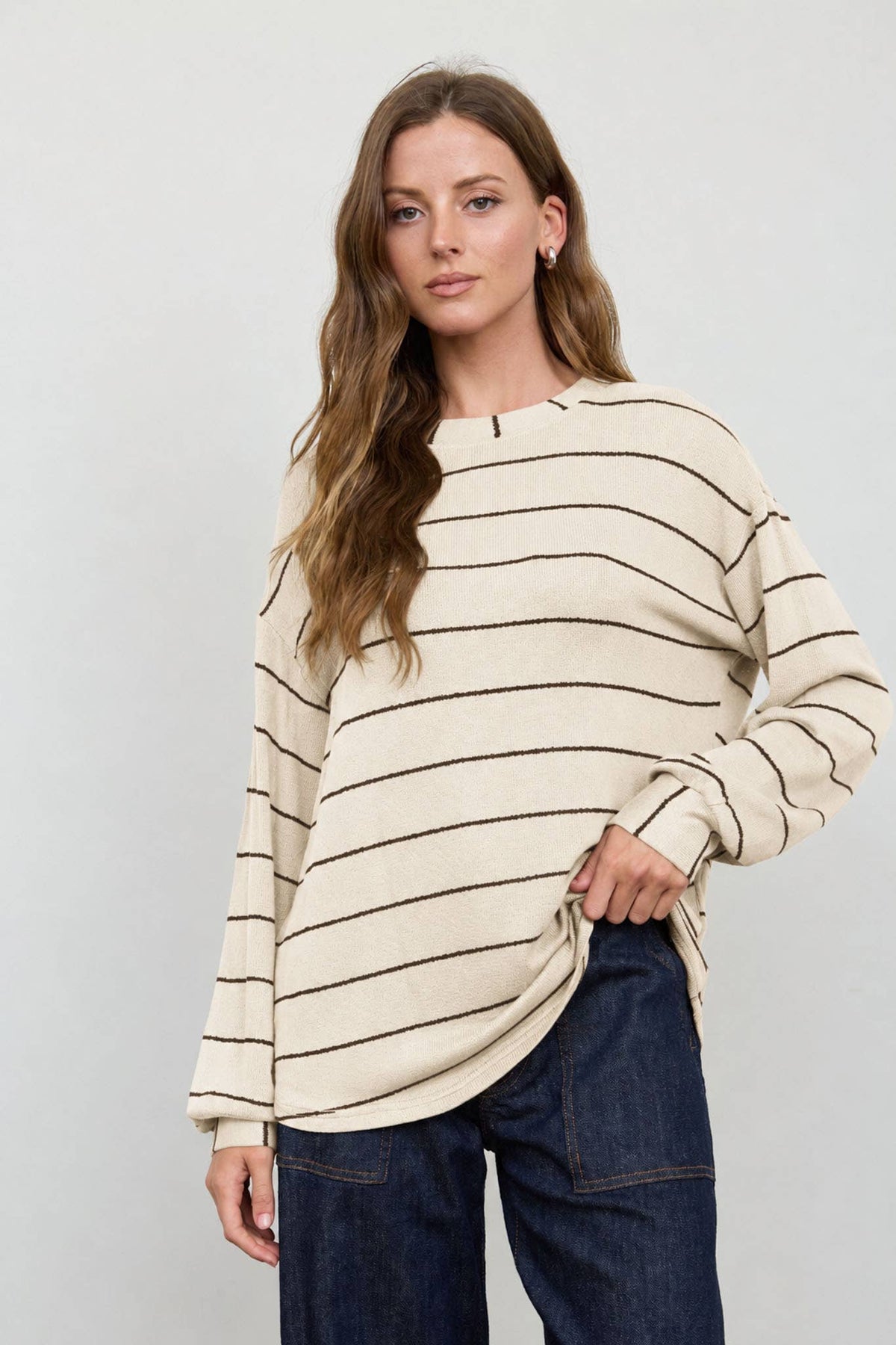 Soft Stripe Long Sleeve Sweater