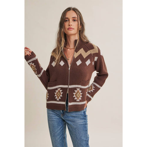 2-Way Zip Mock Neck Sweater