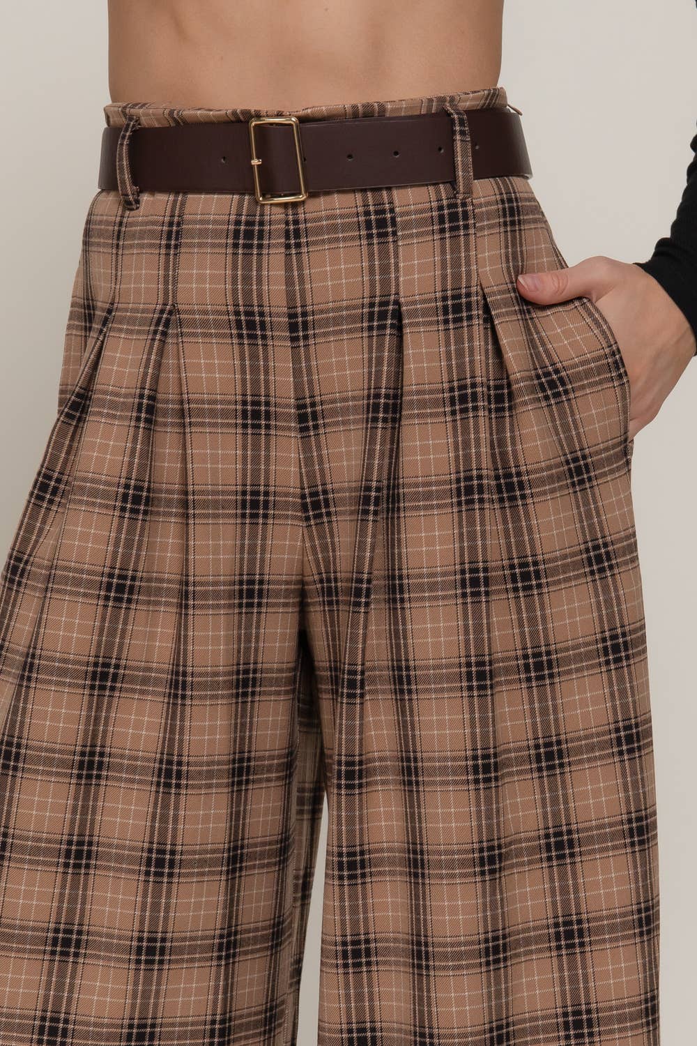 Plaid Wide Leg Pant