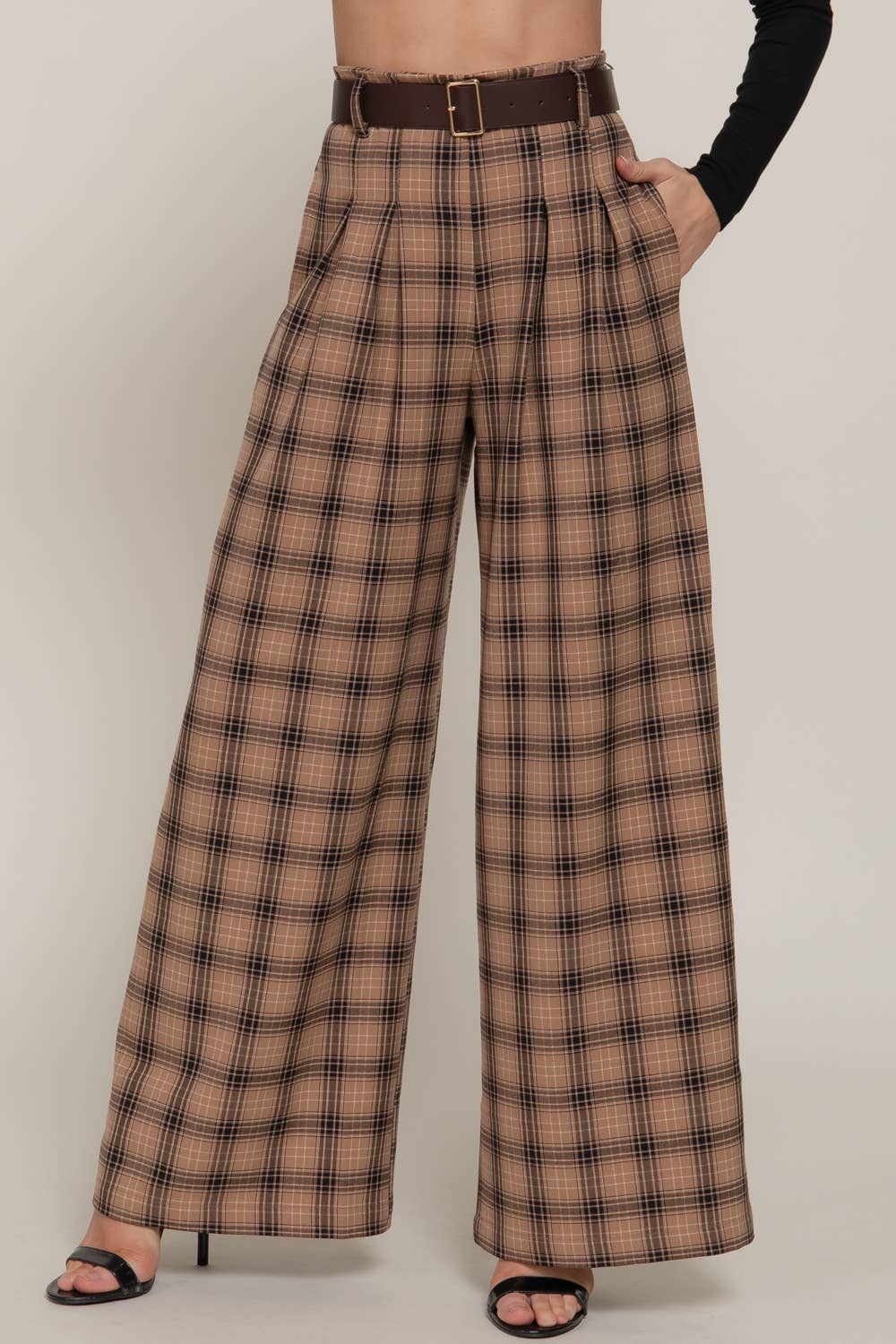 Plaid Wide Leg Pant