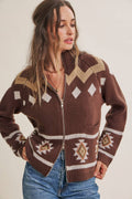 2-Way Zip Mock Neck Sweater