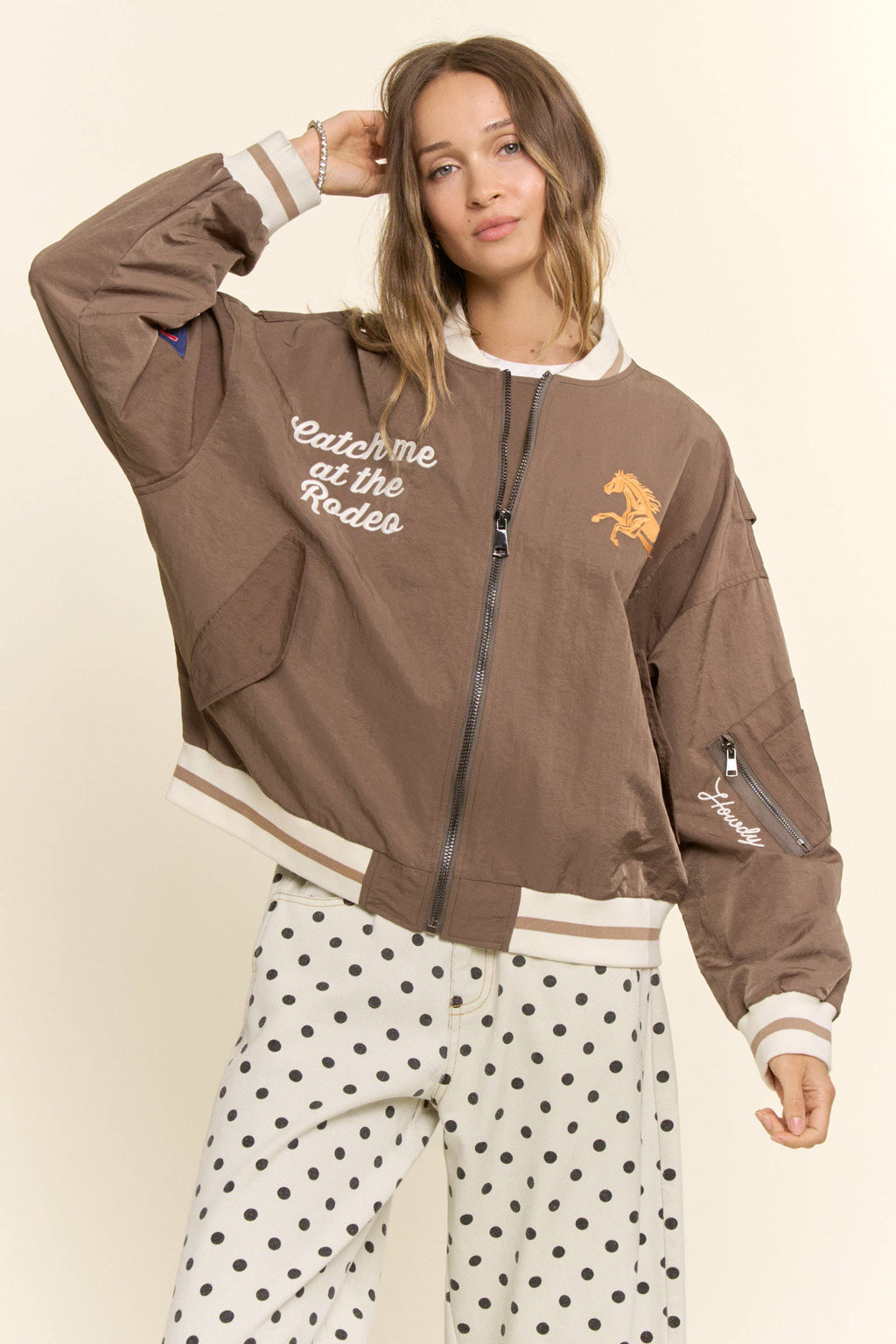 Retro Rodeo Embroidered Bomber Jacket