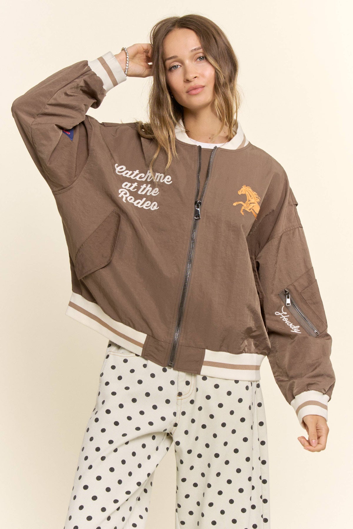 Retro Rodeo Embroidered Bomber Jacket