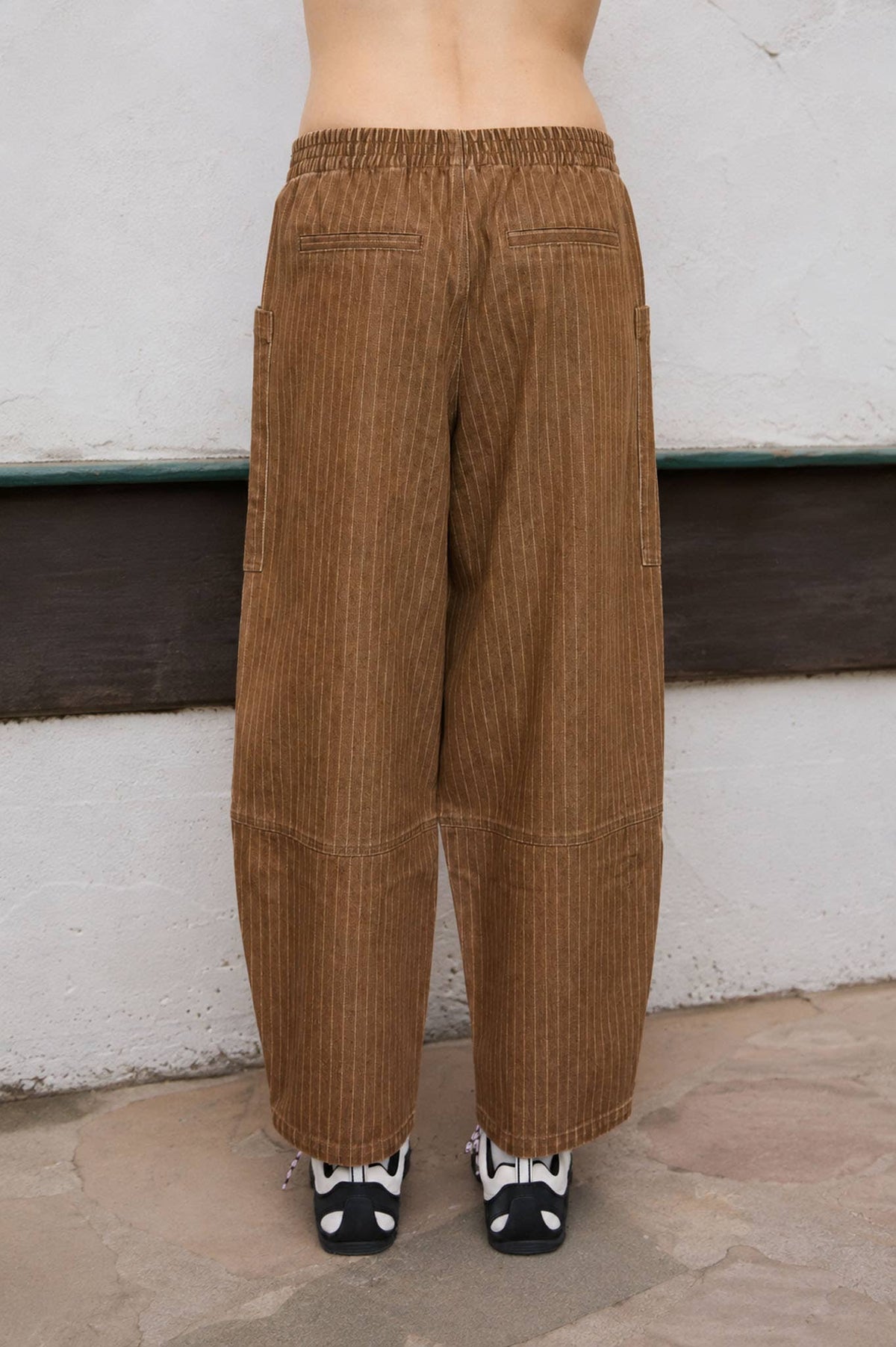 Pinstripe Patch Pocket Barrel Jeans