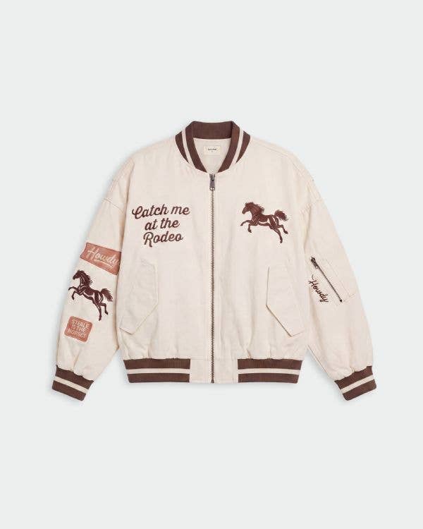 Retro Rodeo Embroidered Bomber Jacket