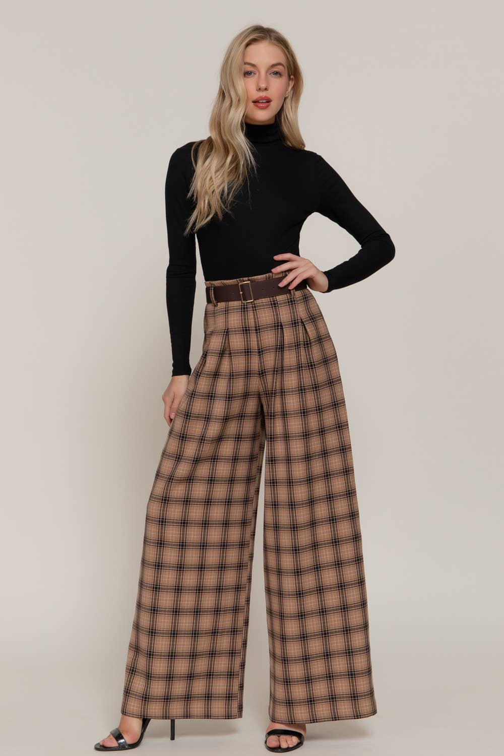 Plaid Wide Leg Pant