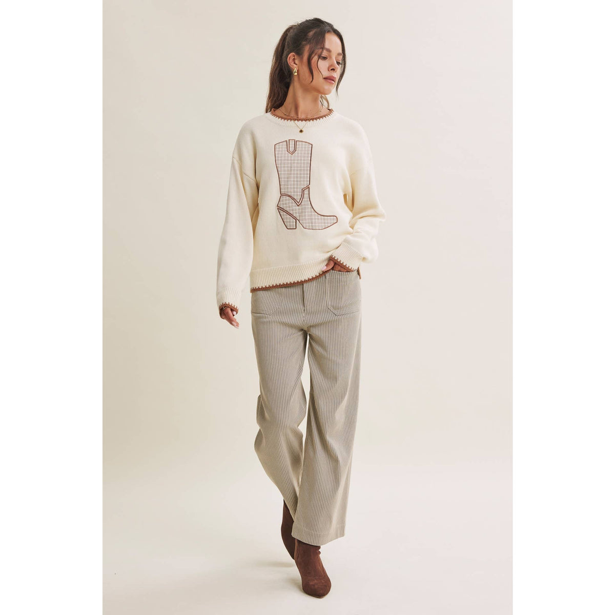 Wild West Weekend Cowboy Boot Cotton Sweater