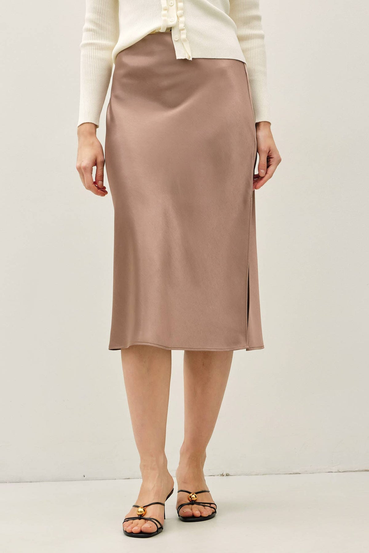 Silky Satin Midi Skirt