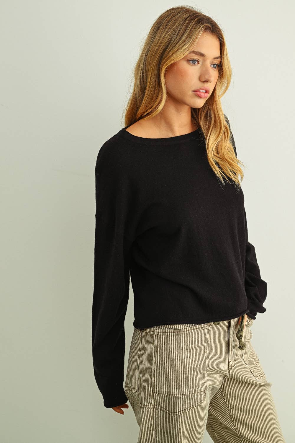 Essential Rolled-Hem Long Sleeve Top