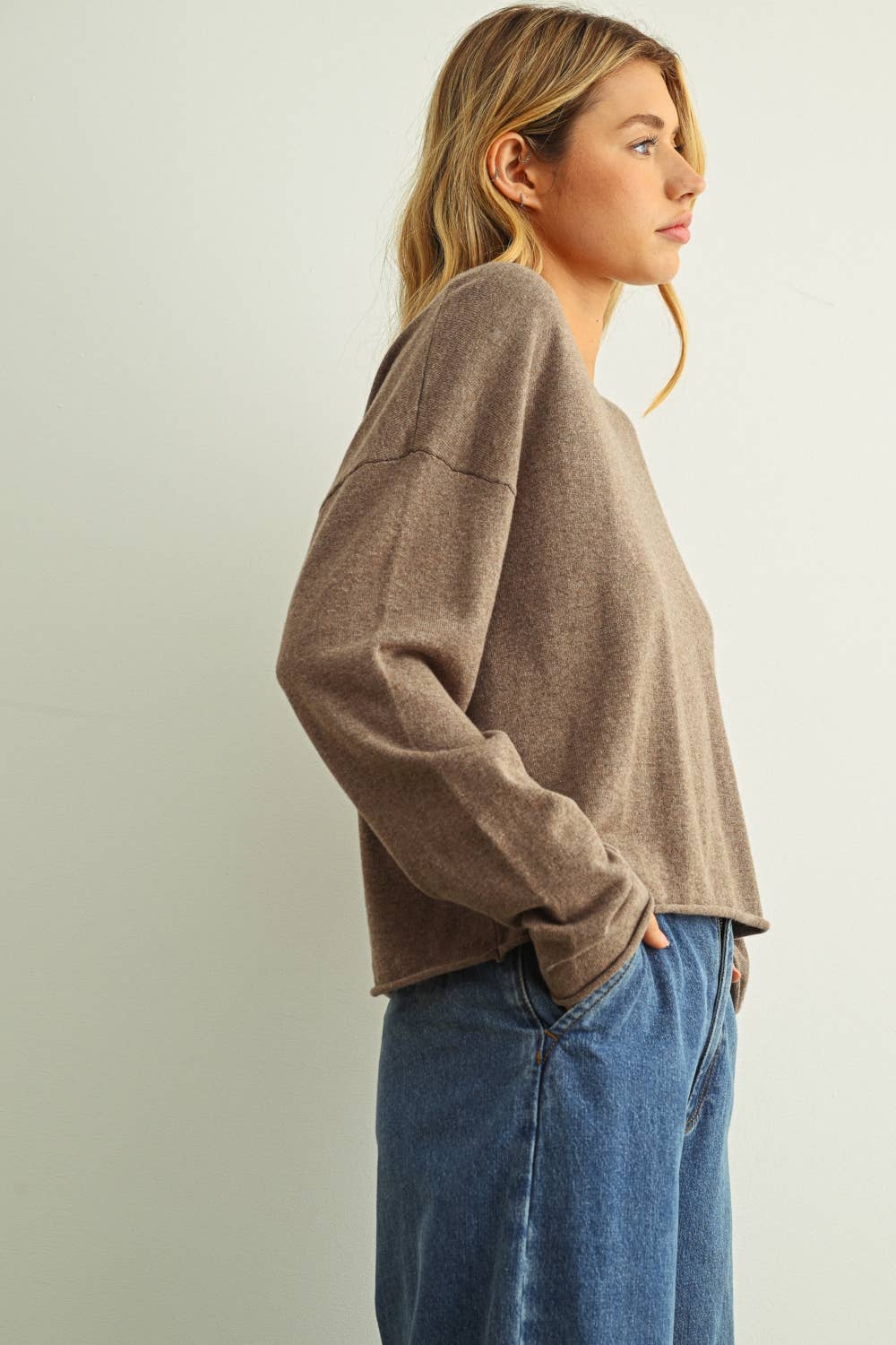 Essential Rolled-Hem Long Sleeve Top