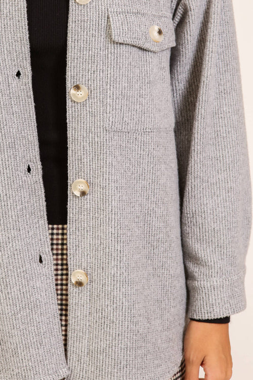 Brushed Waffle Button-Up Shacket