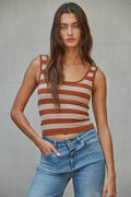 Striped Seamless Padded Tank Top