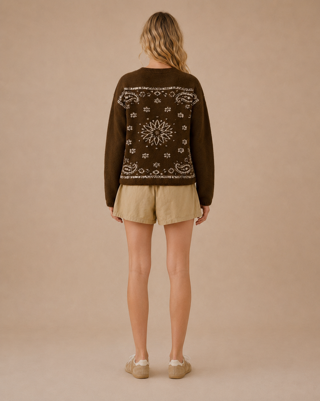 Western Bandana Jacquard Crewneck Sweater