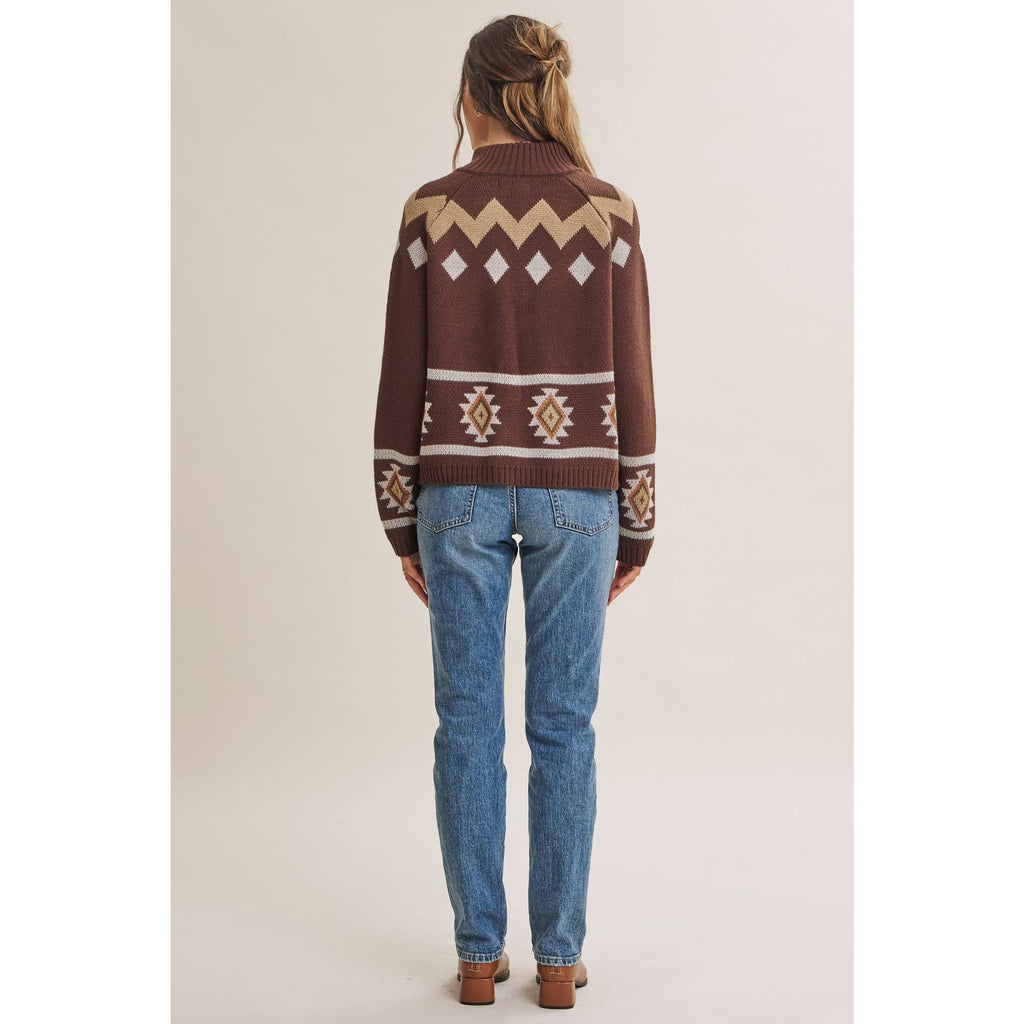 2-Way Zip Mock Neck Sweater