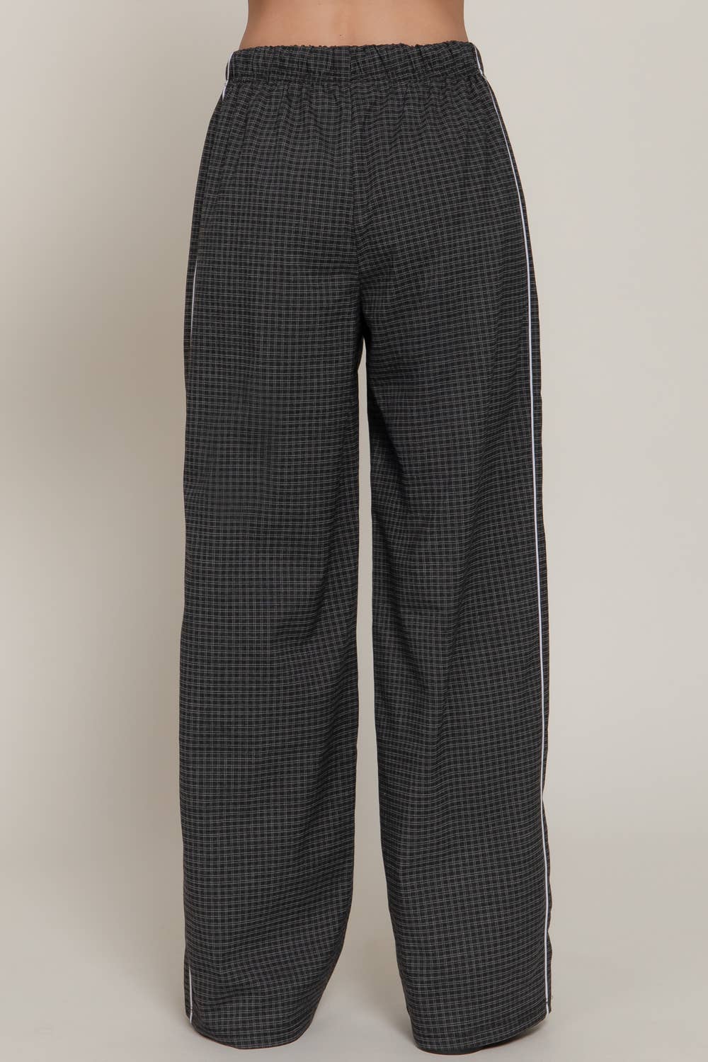 Checkered Drawstring Woven Pants