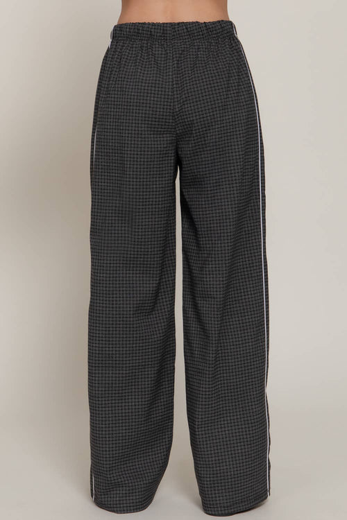 Checkered Drawstring Woven Pants