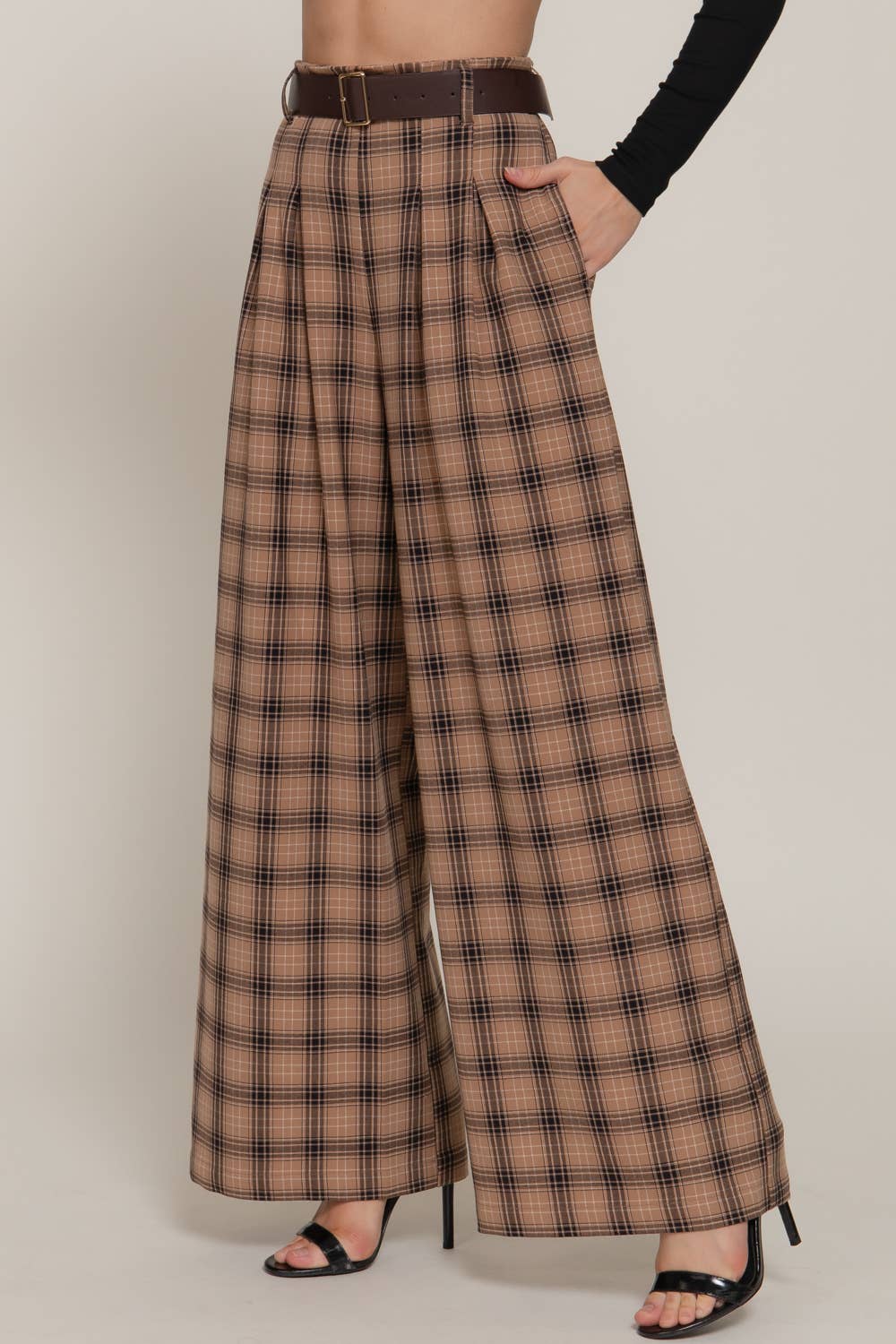 Plaid Wide Leg Pant