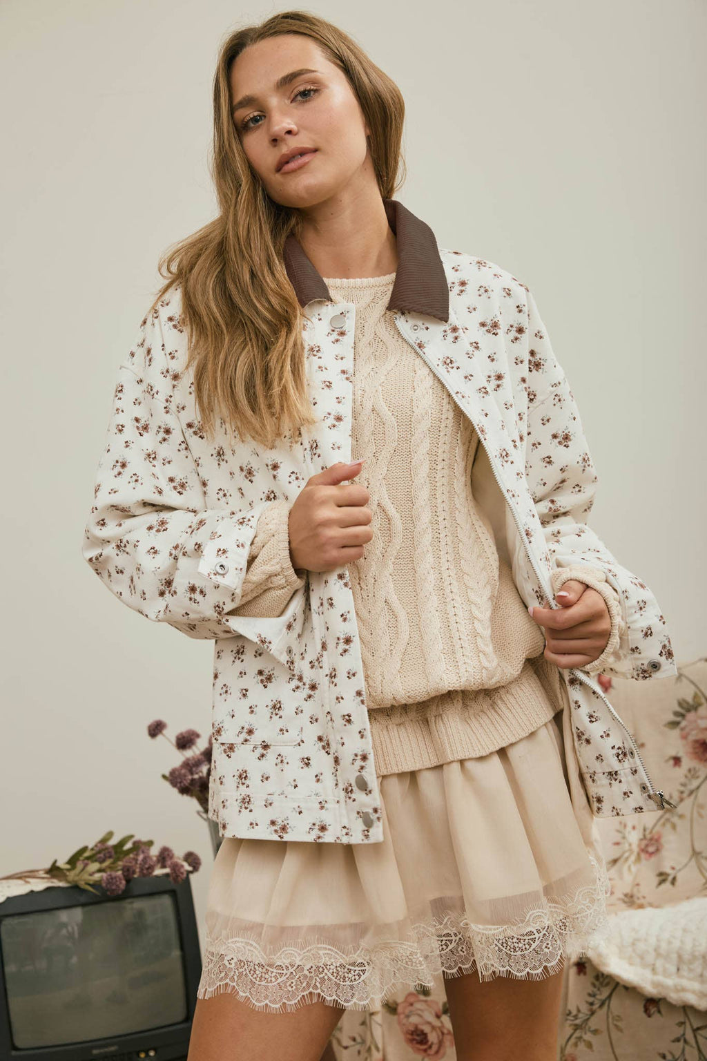 Floral Zip Barn Jacket