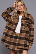 Faux Fur-Lined Brushed Plaid Jacket