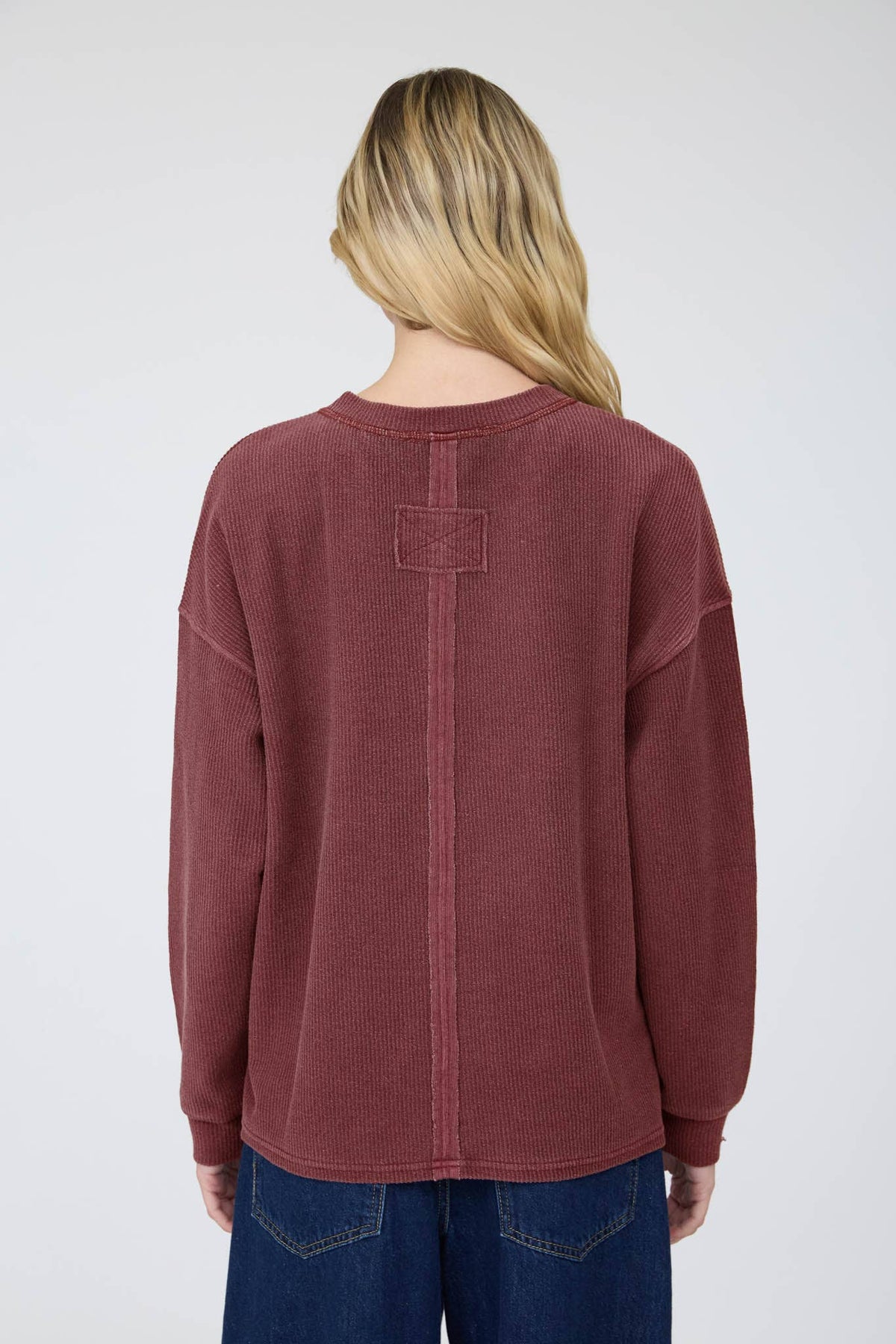 Henley Ribbed Washed Knit Top