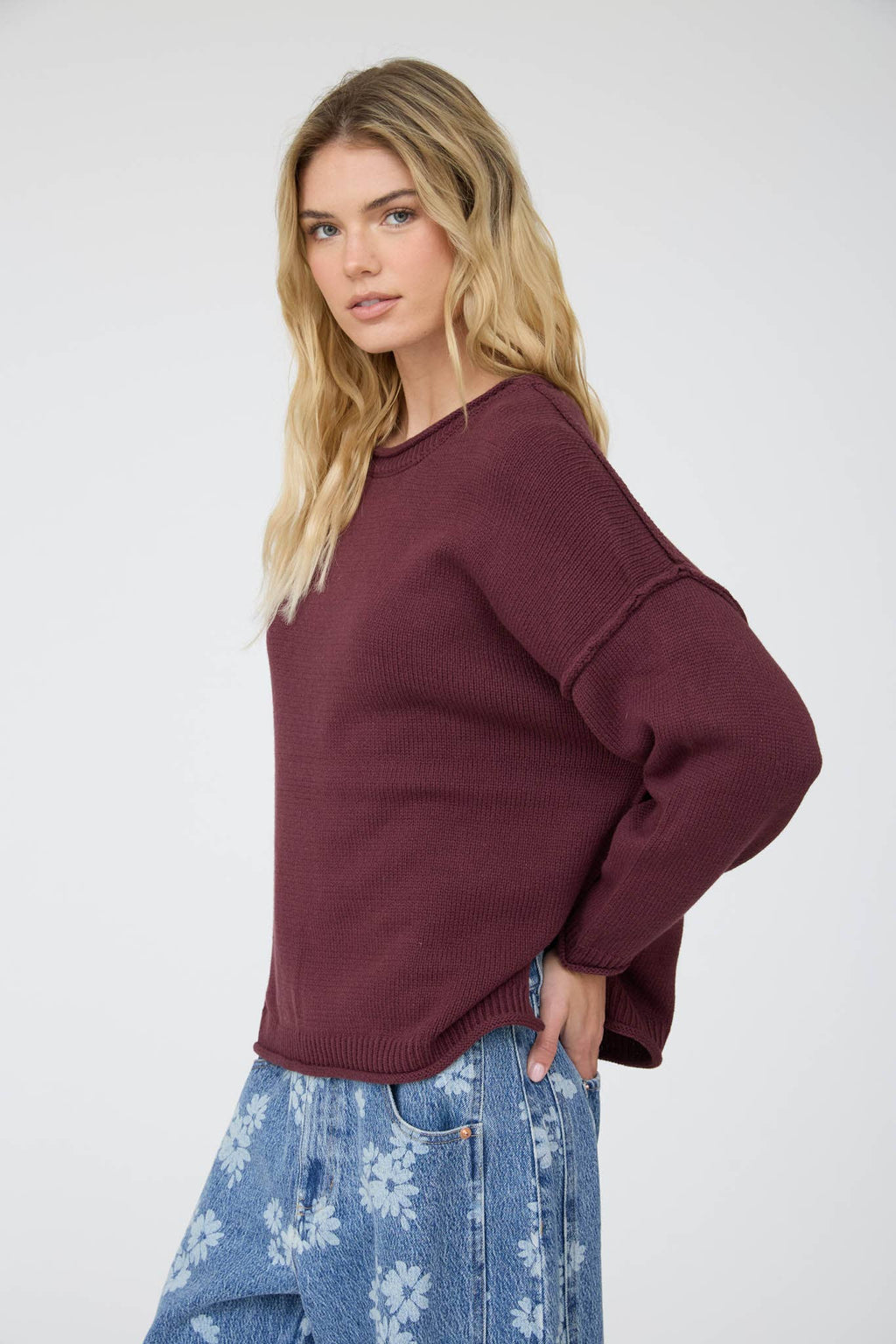 Raw Edge Long Sleeve Sweater