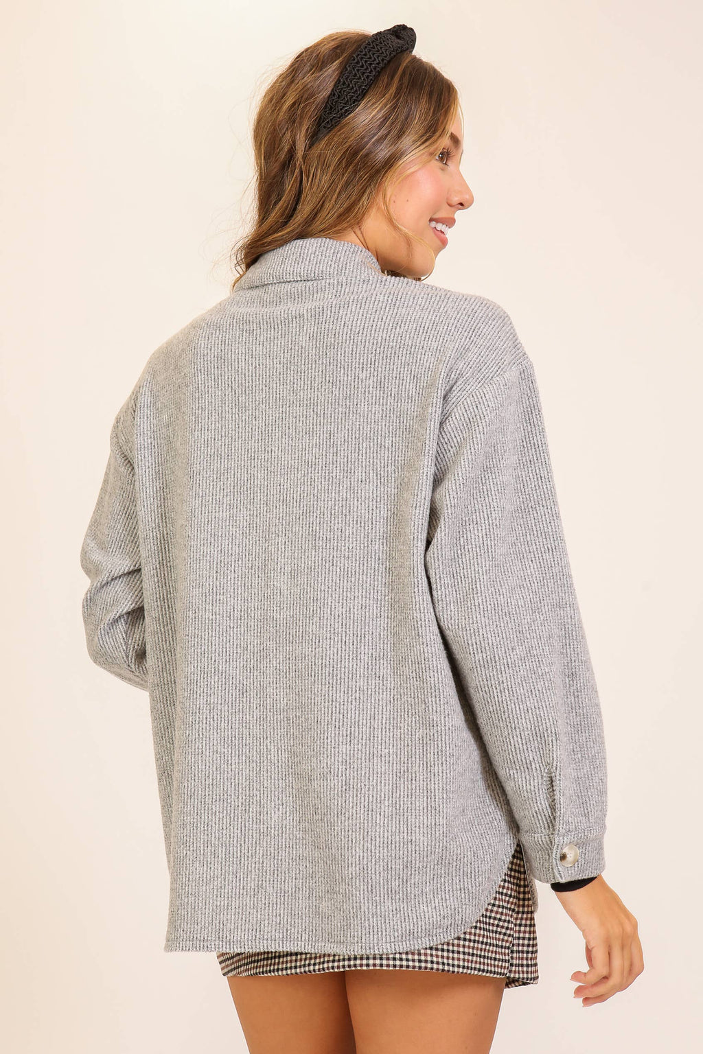 Brushed Waffle Button-Up Shacket