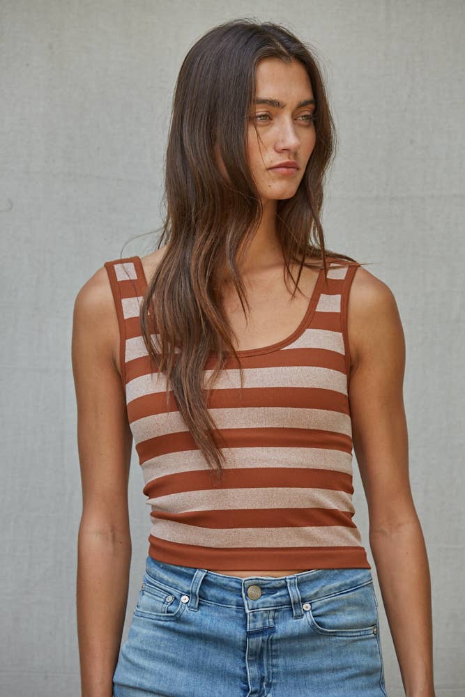 Striped Seamless Padded Tank Top