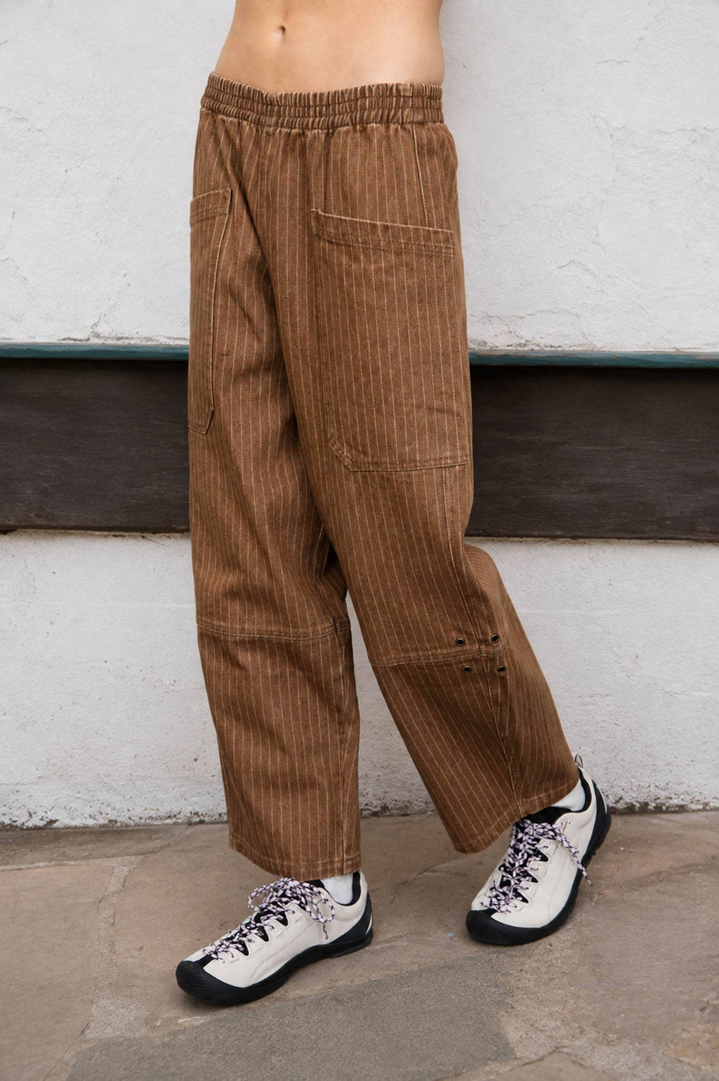 Pinstripe Patch Pocket Barrel Jeans