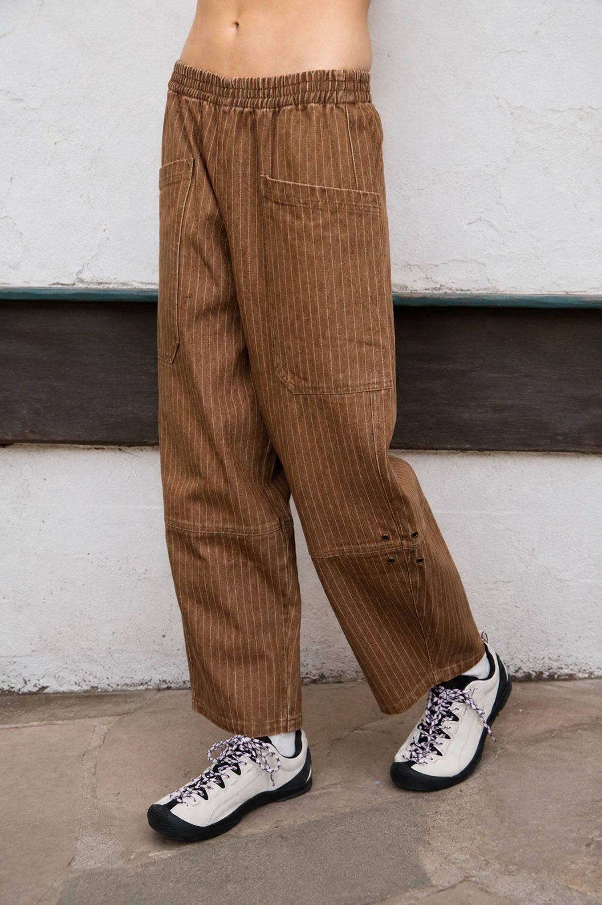 Pinstripe Patch Pocket Barrel Jeans