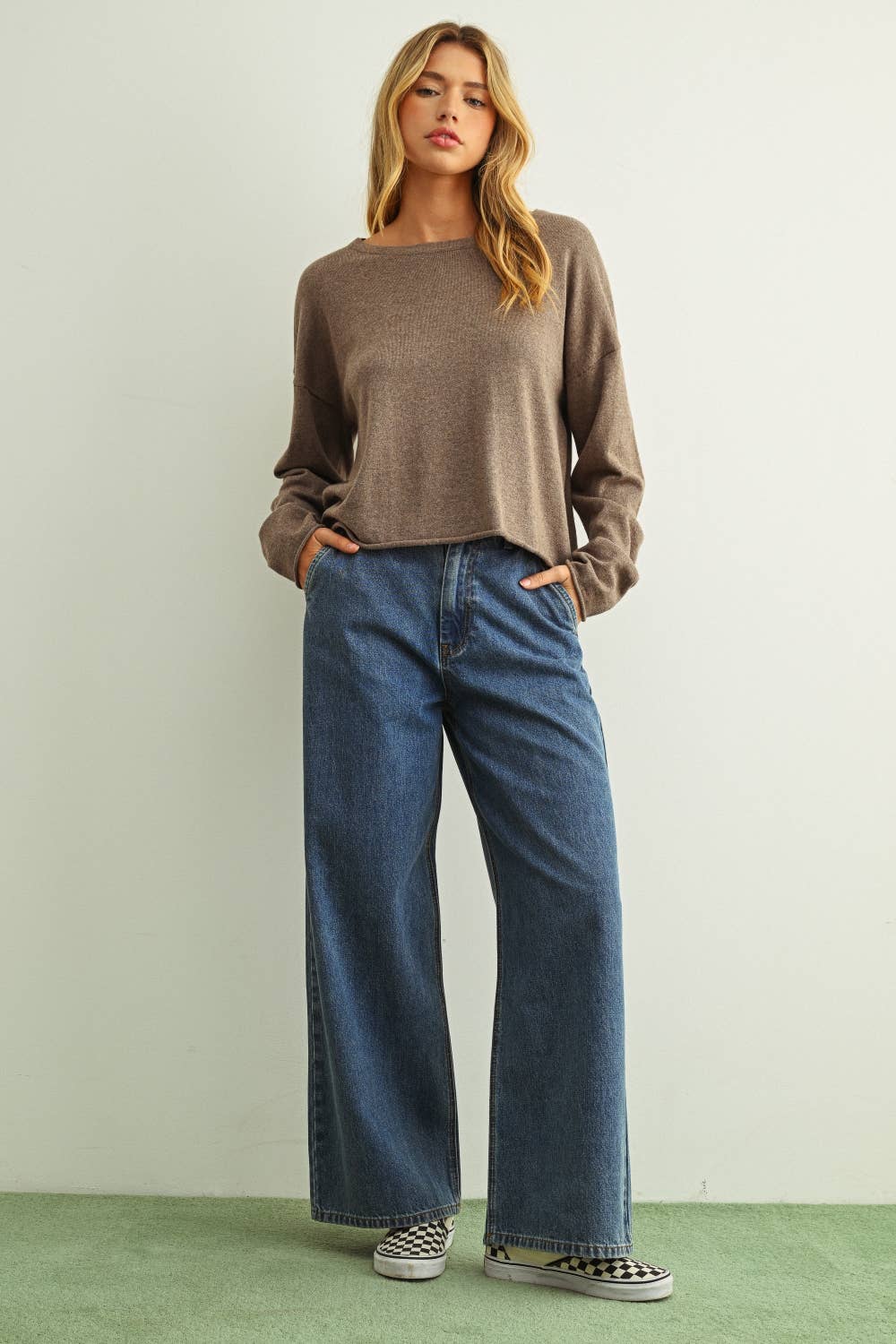 Essential Rolled-Hem Long Sleeve Top