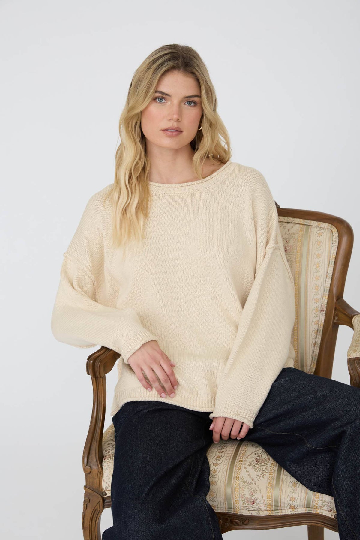 Raw Edge Long Sleeve Sweater