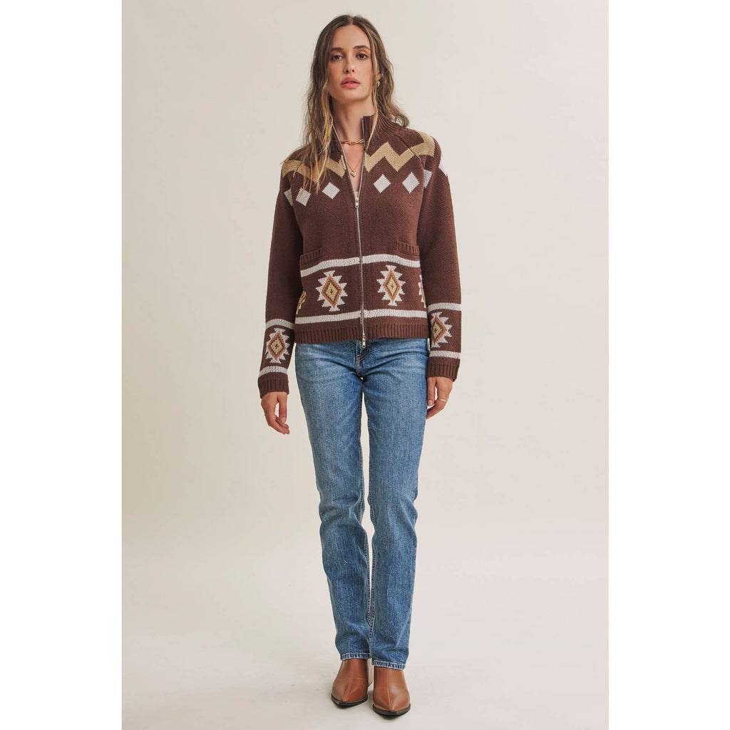 2-Way Zip Mock Neck Sweater