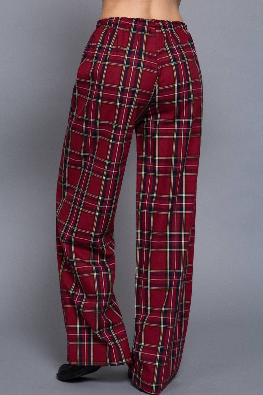 Cotton Plaid Wide-Leg Pants
