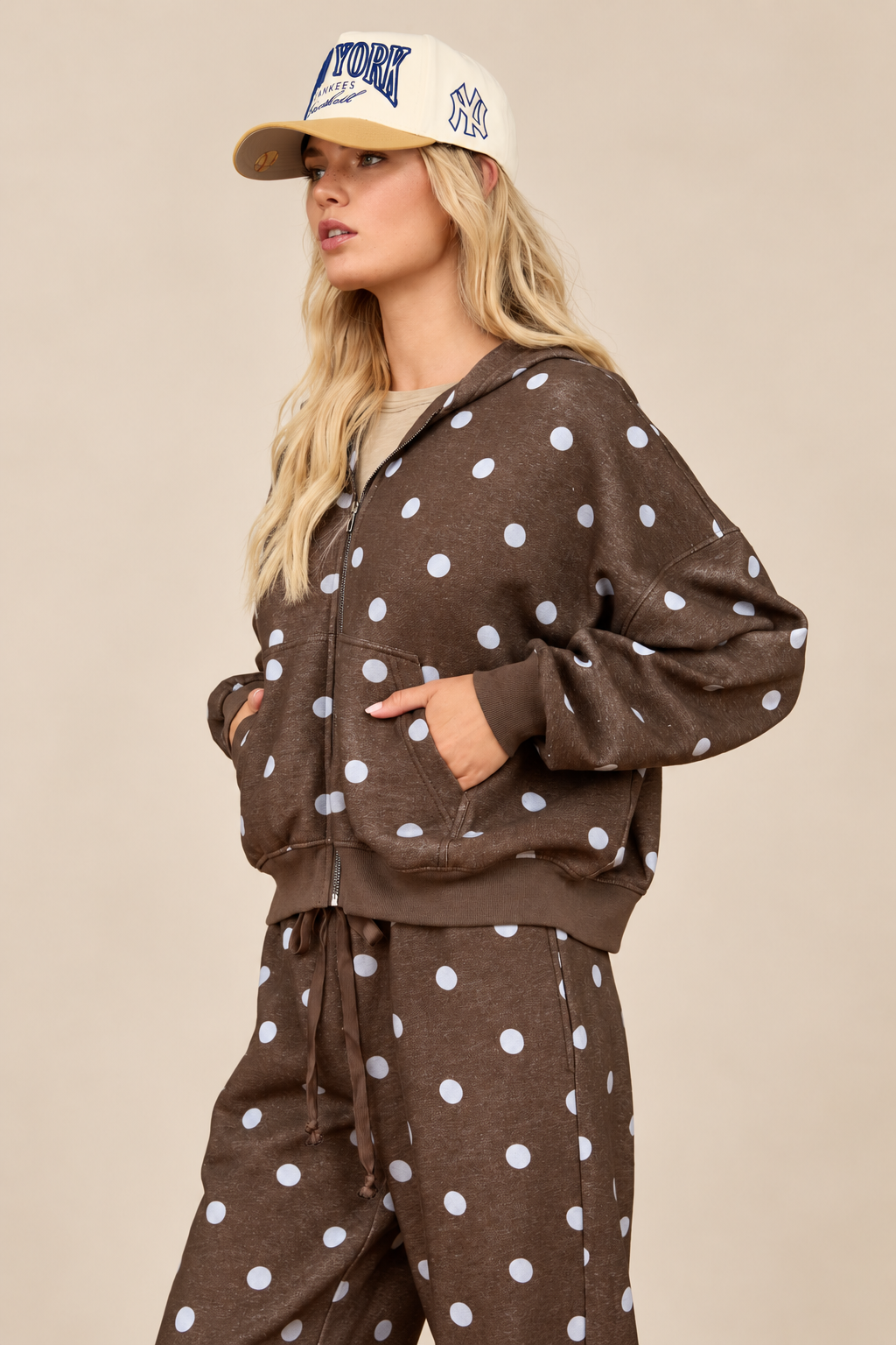 Polka Dot Zip Hoodie