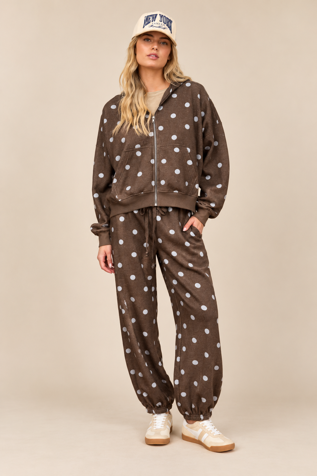 Polka Dot Zip Hoodie