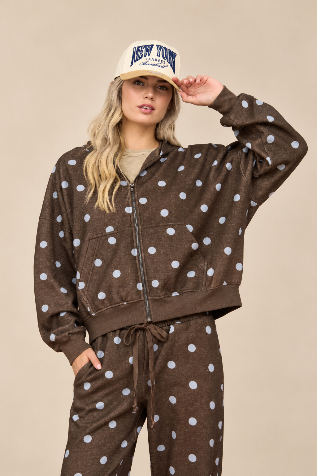 Polka Dot Zip Hoodie